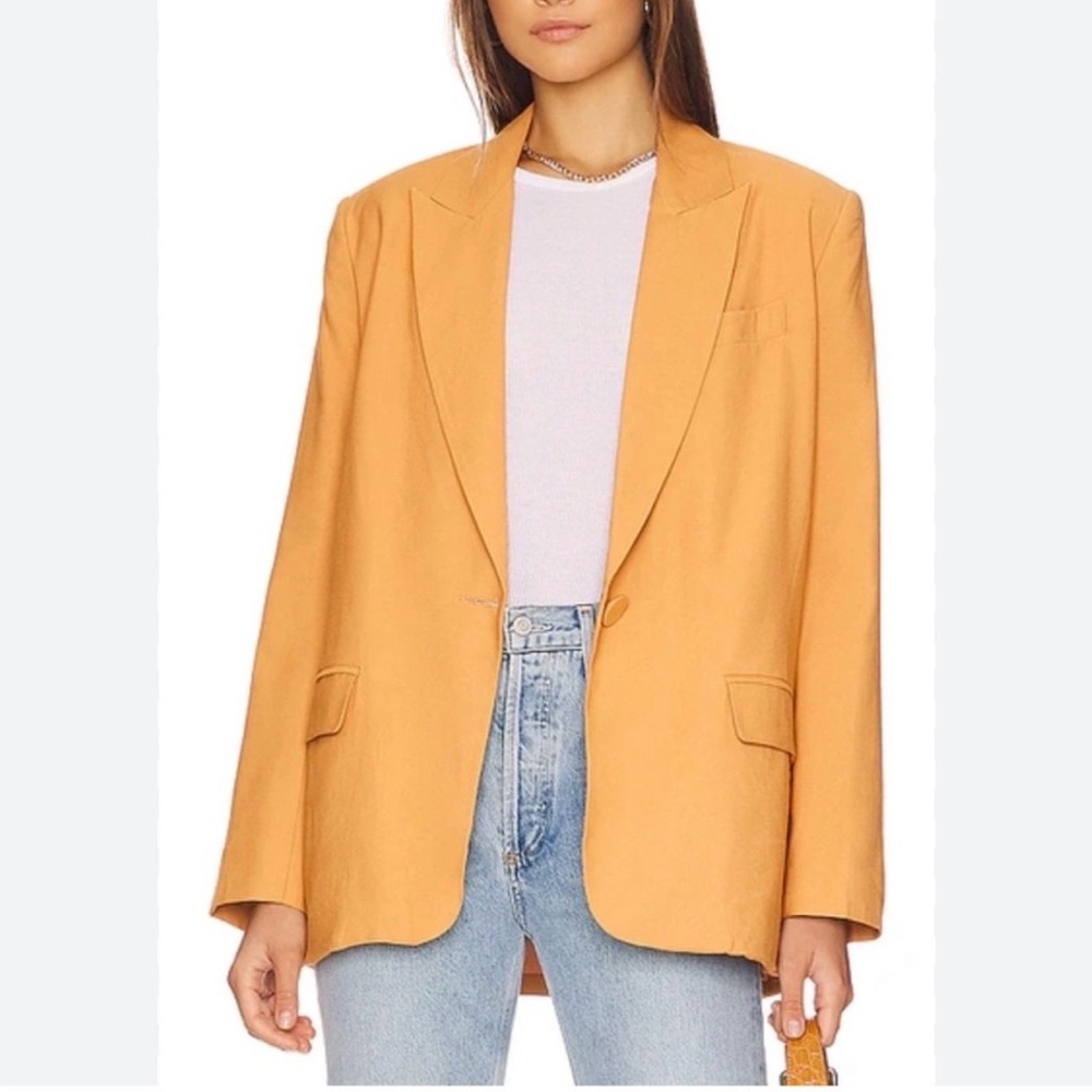 NWT the Sei Oversized One Button Blazer in Mustard Size 8 - Picture 2 of 9